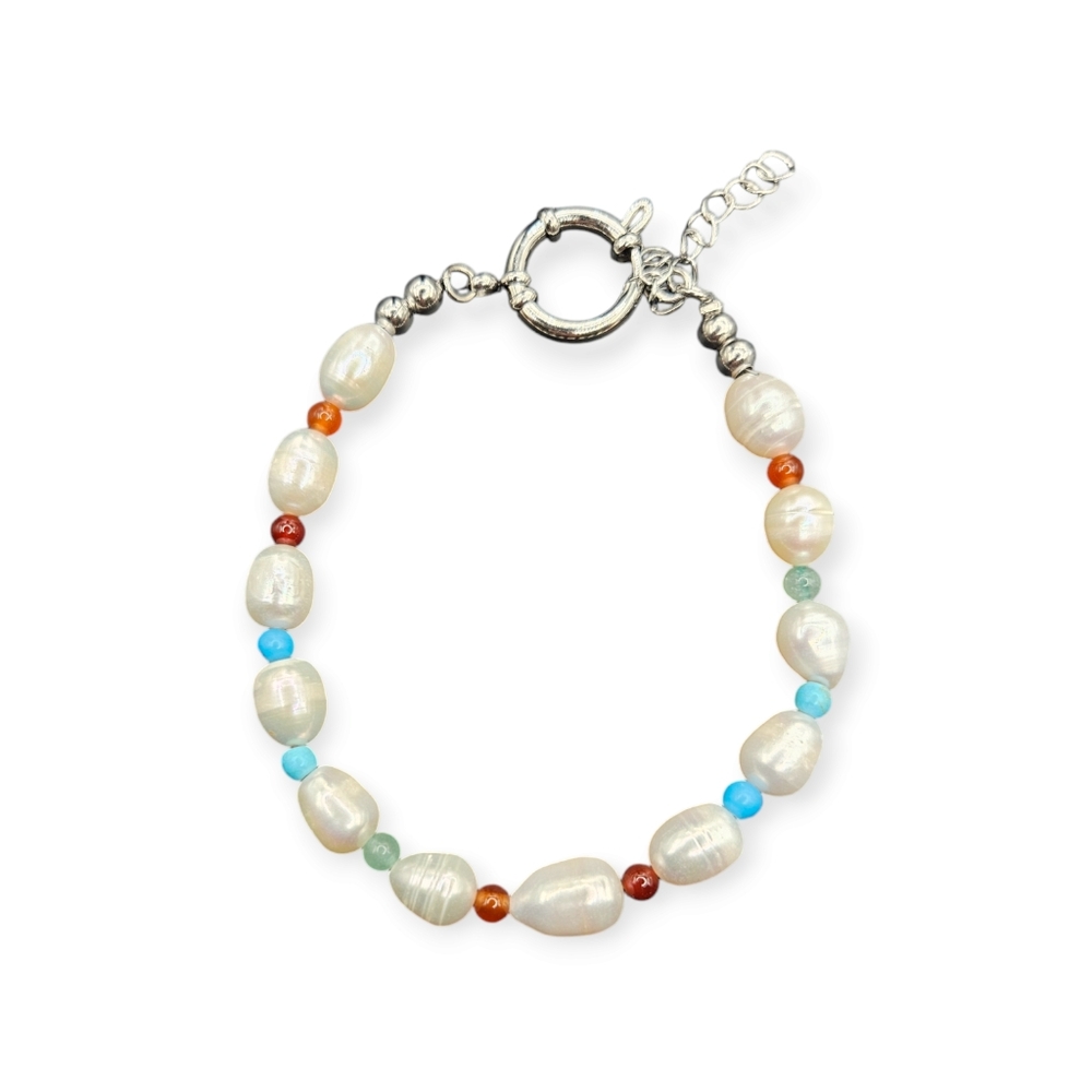 Gemstone and Pearl Anklet
